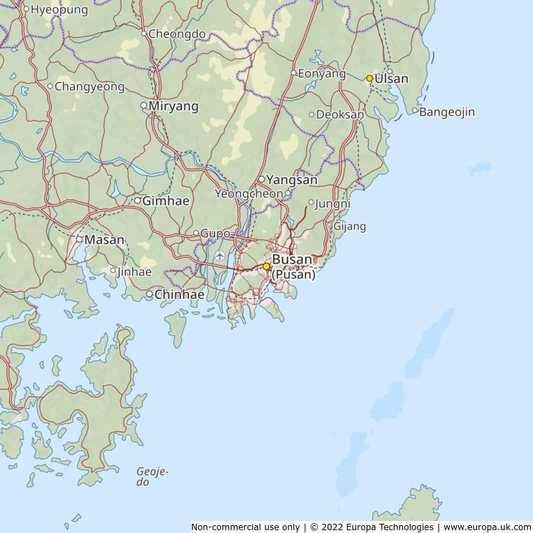 Of korea map busan south Map of